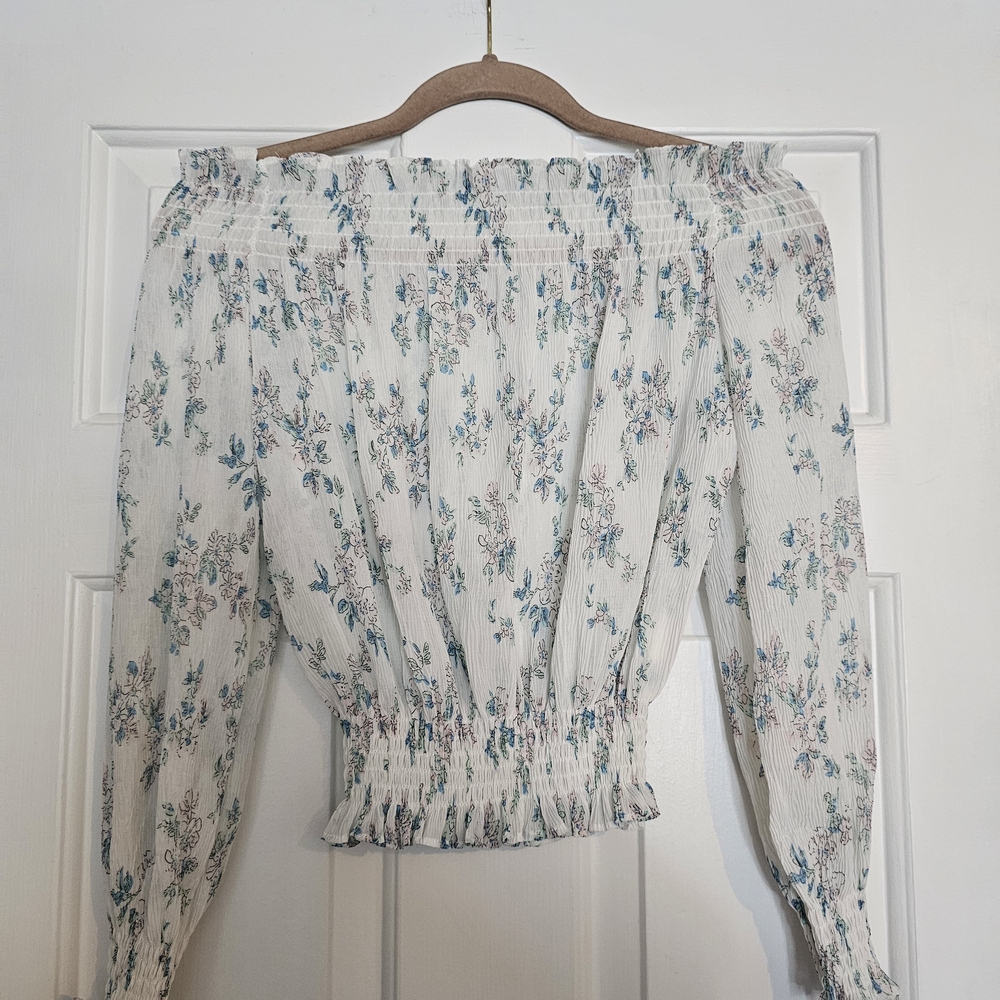 Pursue Floral Off-Shoulder Smocked Top